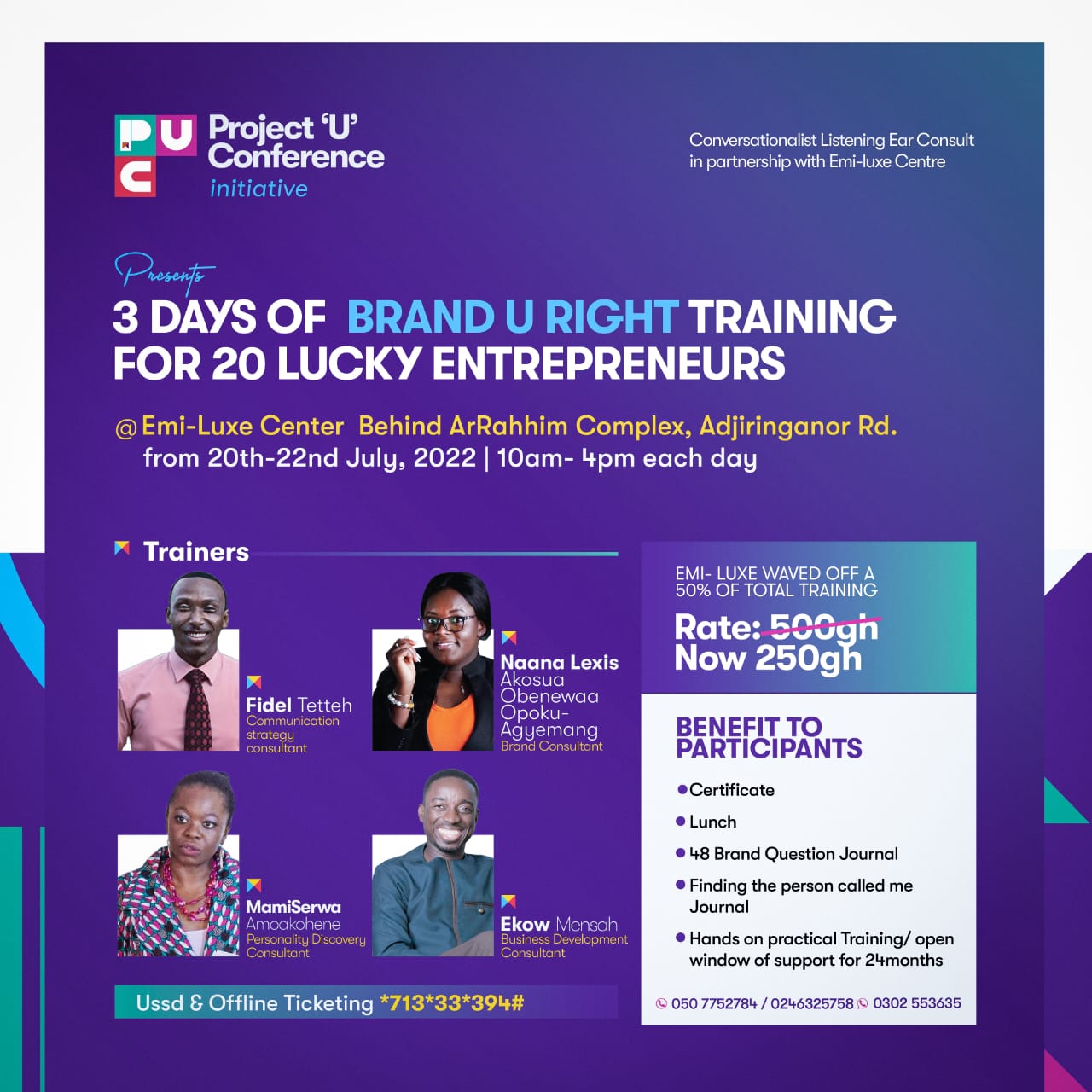 EMI-LUXE  BRAND "U" RIGHT TRAINING FOR START UP BUSINESSES & IDEA OWNERS